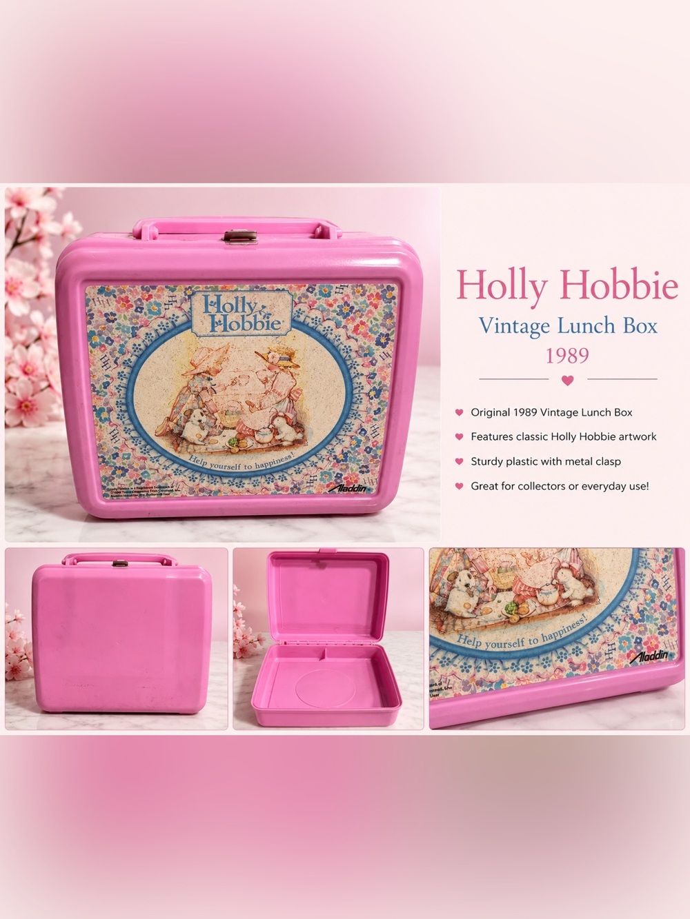 1989 Holly Hobbie Pink Vintage Lunch Box -